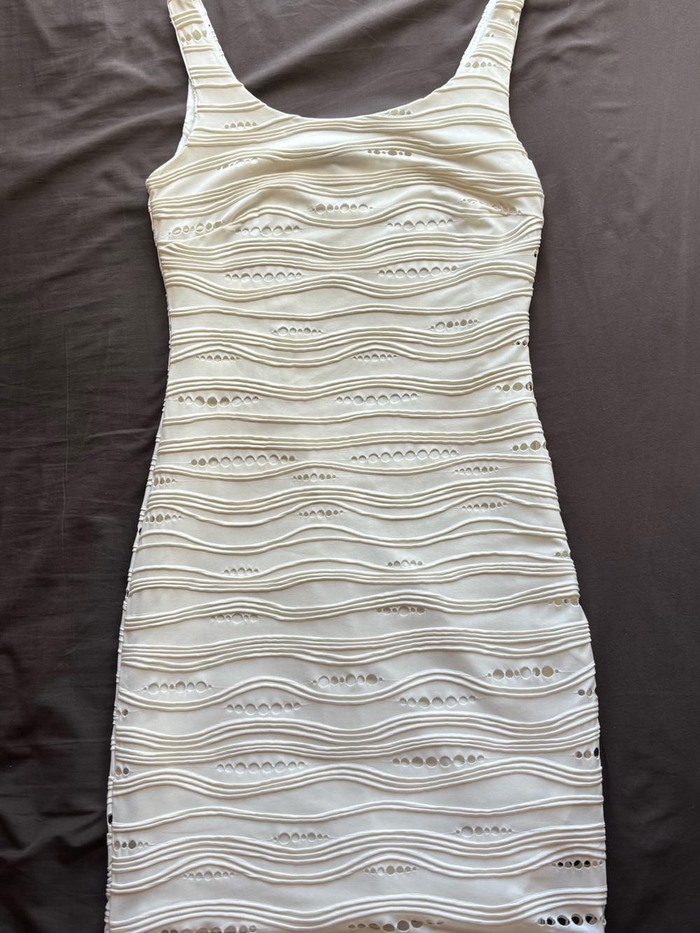 Soprano Cream Wave-Textured Mini Dress
